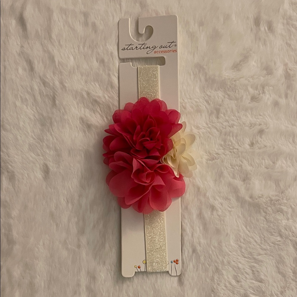 Starting Out Pink and Cream Floral Headband infant SZ